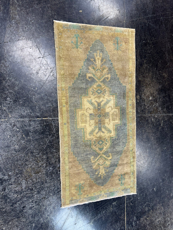 Turkish Mini Rug Oriental Hand Knotted Vintage Rug  1'6'' x  3'2'' #12065