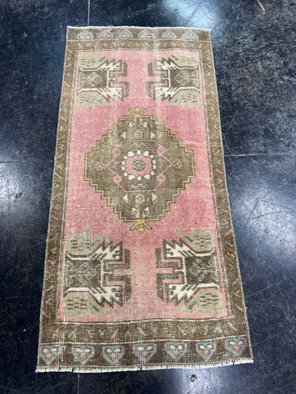 Turkish Mini Rug Oriental Hand Knotted Vintage Rug  1'7'' x  3'4'' #12066