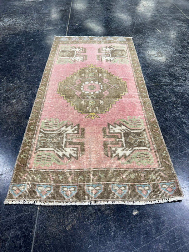 Turkish Mini Rug Oriental Hand Knotted Vintage Rug  1'7'' x  3'4'' #12066