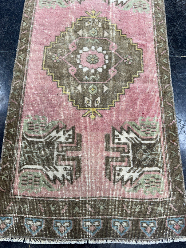 Turkish Mini Rug Oriental Hand Knotted Vintage Rug  1'7'' x  3'4'' #12066
