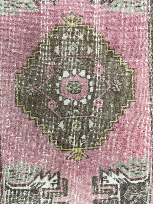 Turkish Mini Rug Oriental Hand Knotted Vintage Rug  1'7'' x  3'4'' #12066