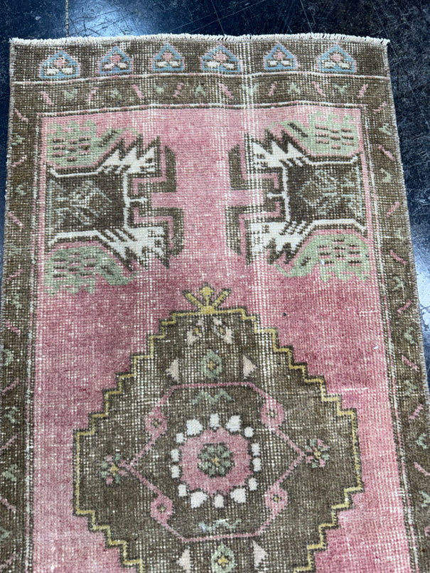 Turkish Mini Rug Oriental Hand Knotted Vintage Rug  1'7'' x  3'4'' #12066
