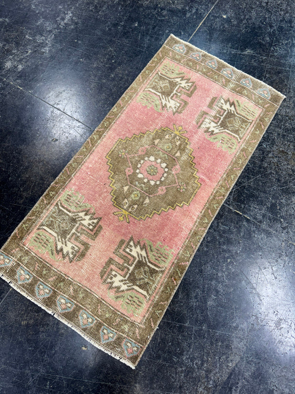 Turkish Mini Rug Oriental Hand Knotted Vintage Rug  1'7'' x  3'4'' #12066