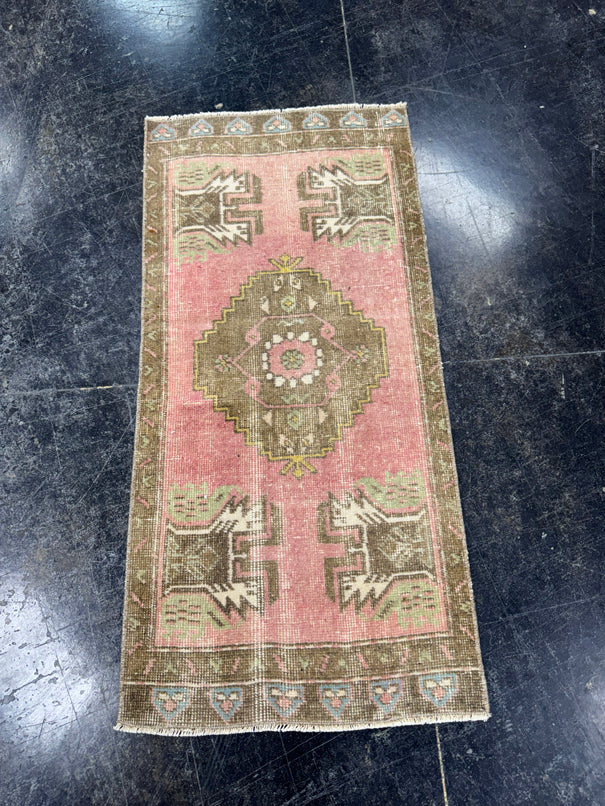 Turkish Mini Rug Oriental Hand Knotted Vintage Rug  1'7'' x  3'4'' #12066