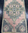 Turkish Mini Rug Oriental Hand Knotted Vintage Rug  1'7'' x  3'2'' #12067