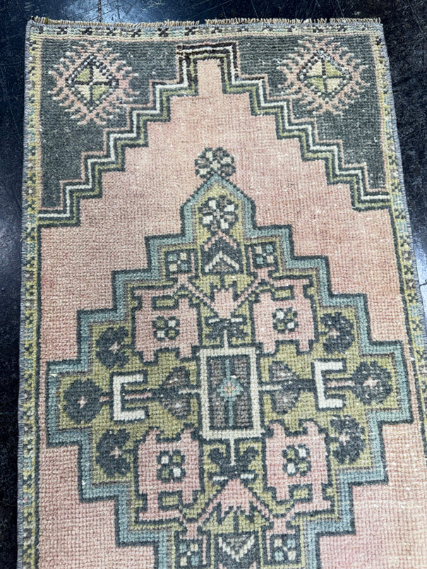 Turkish Mini Rug Oriental Hand Knotted Vintage Rug  1'7'' x  3'2'' #12067