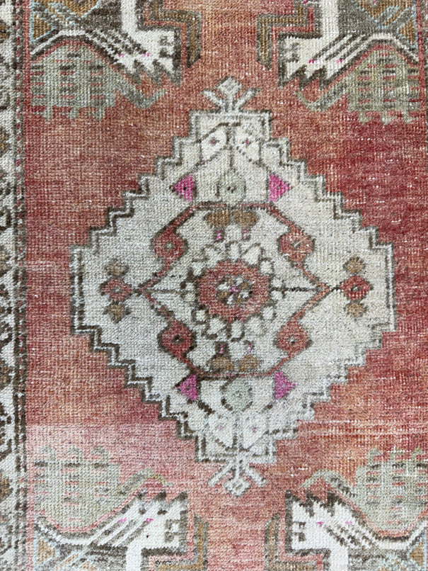 Turkish Mini Rug Oriental Hand Knotted Vintage Rug  1'7'' x  3'1'' #12068