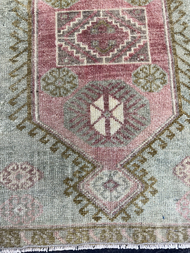 Turkish Mini Rug Oriental Hand Knotted Vintage Rug  1'5'' x  2'8'' #12069