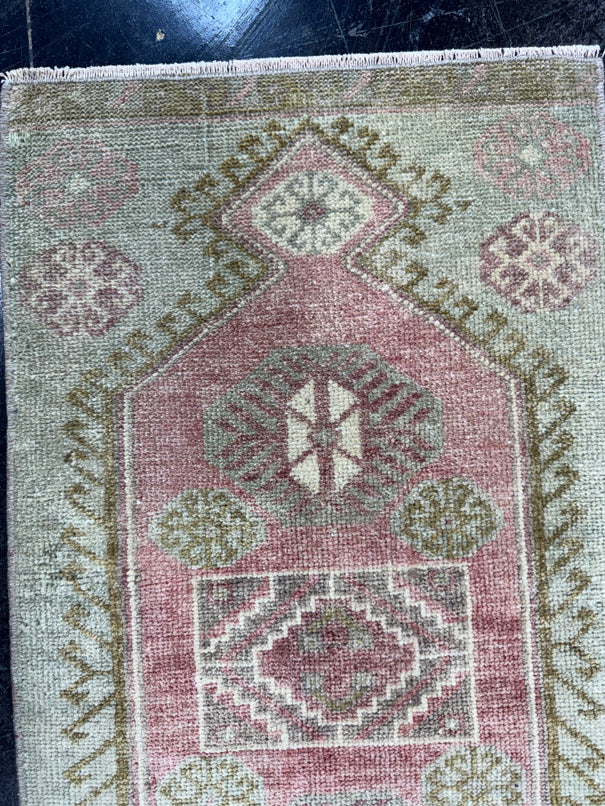 Turkish Mini Rug Oriental Hand Knotted Vintage Rug  1'5'' x  2'8'' #12069