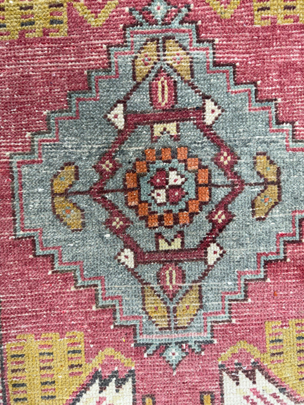 Turkish Mini Rug Oriental Hand Knotted Vintage Rug  1'7'' x  3'3'' #12063