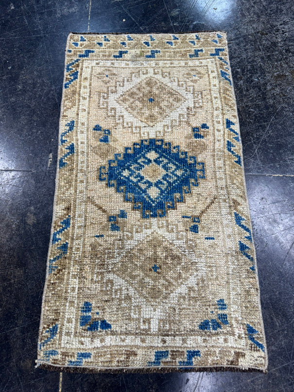 Turkish Mini Rug Oriental Hand Knotted Vintage Rug  1'5'' x  2'7'' #12058