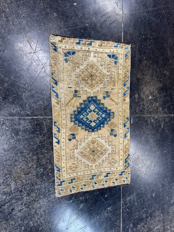 Turkish Mini Rug Oriental Hand Knotted Vintage Rug  1'5'' x  2'7'' #12058