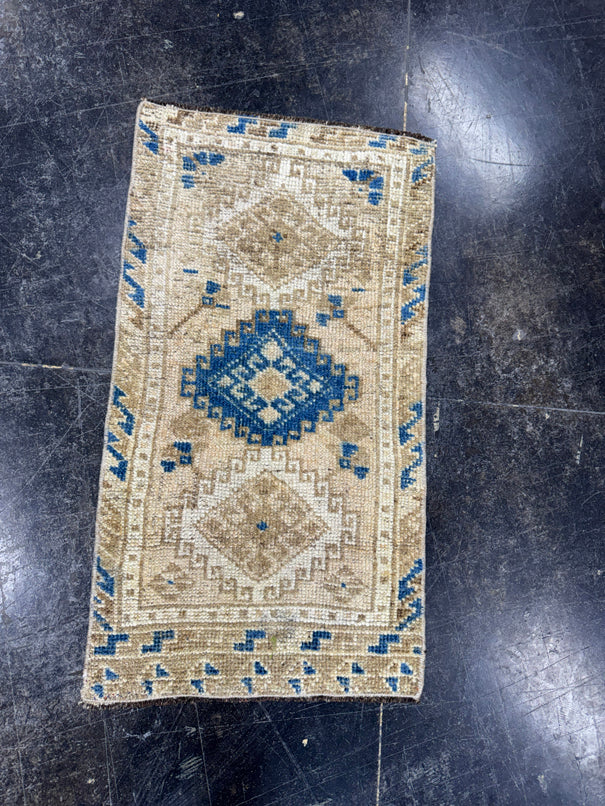 Turkish Mini Rug Oriental Hand Knotted Vintage Rug  1'5'' x  2'7'' #12058