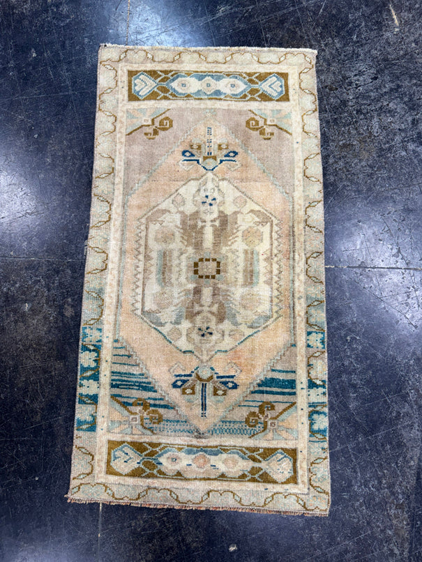 Turkish Mini Rug Oriental Hand Knotted Vintage Rug  1'8'' x  3'2'' #12059