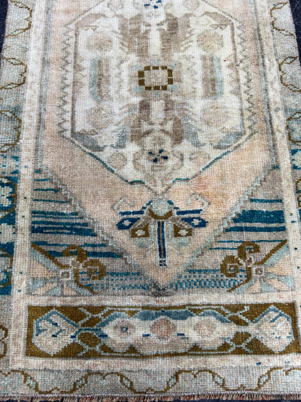 Turkish Mini Rug Oriental Hand Knotted Vintage Rug  1'8'' x  3'2'' #12059