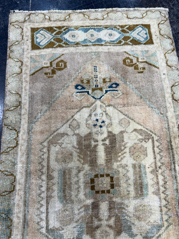 Turkish Mini Rug Oriental Hand Knotted Vintage Rug  1'8'' x  3'2'' #12059