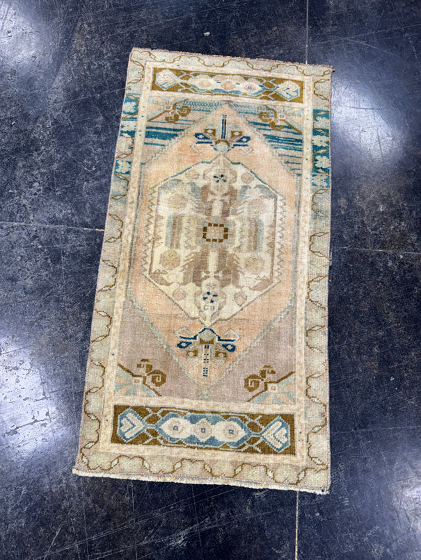 Turkish Mini Rug Oriental Hand Knotted Vintage Rug  1'8'' x  3'2'' #12059