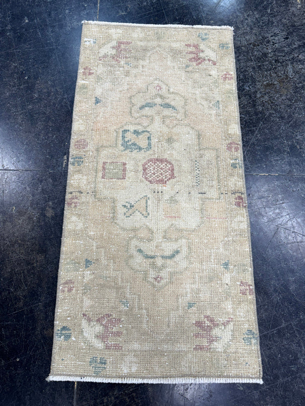 Turkish Mini Rug Oriental Hand Knotted Vintage Rug  1'6'' x  3'1'' #12060