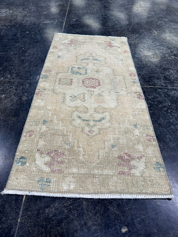 Turkish Mini Rug Oriental Hand Knotted Vintage Rug  1'6'' x  3'1'' #12060