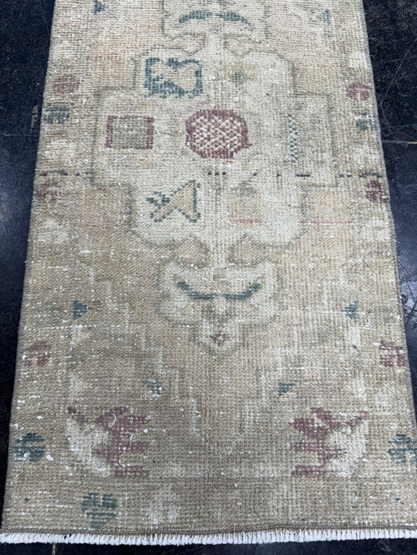 Turkish Mini Rug Oriental Hand Knotted Vintage Rug  1'6'' x  3'1'' #12060