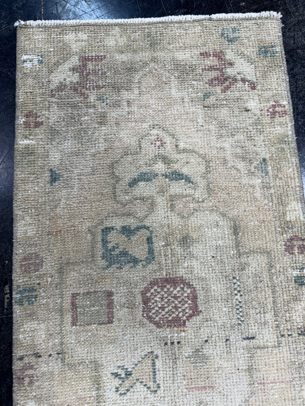 Turkish Mini Rug Oriental Hand Knotted Vintage Rug  1'6'' x  3'1'' #12060