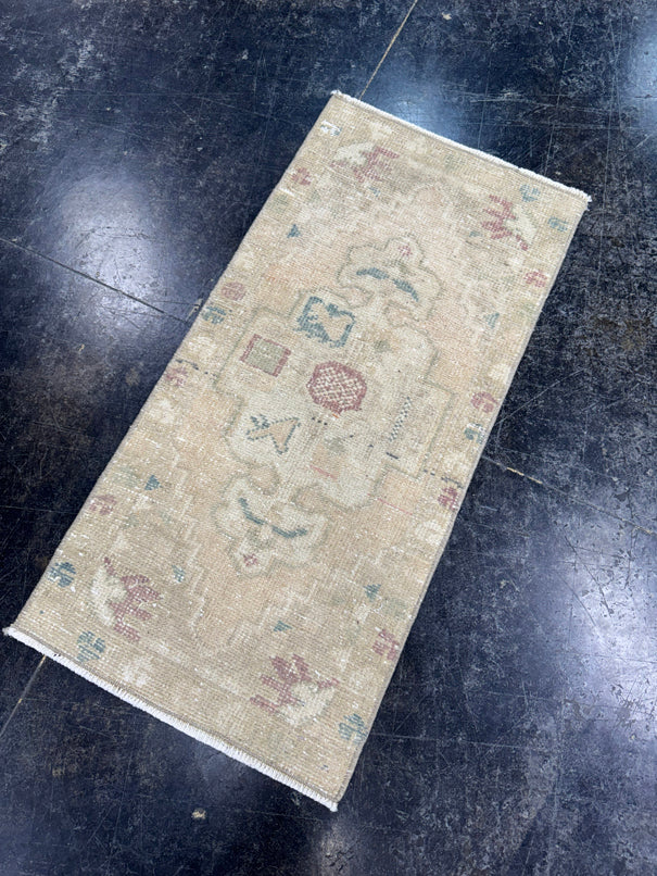 Turkish Mini Rug Oriental Hand Knotted Vintage Rug  1'6'' x  3'1'' #12060
