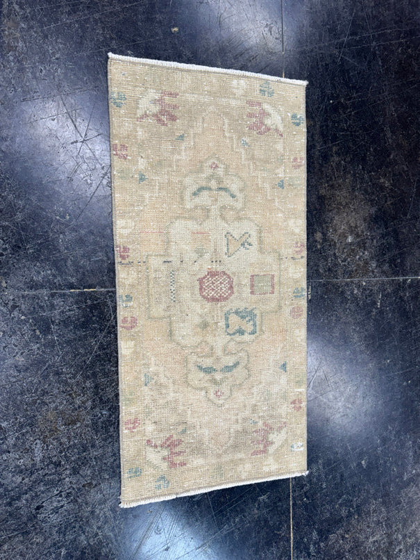 Turkish Mini Rug Oriental Hand Knotted Vintage Rug  1'6'' x  3'1'' #12060