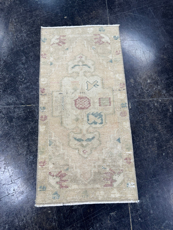 Turkish Mini Rug Oriental Hand Knotted Vintage Rug  1'6'' x  3'1'' #12060
