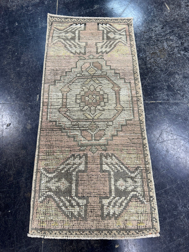 Turkish Mini Rug Oriental Hand Knotted Vintage Rug  1'6'' x  3'4'' #12061