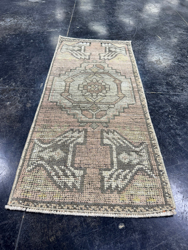Turkish Mini Rug Oriental Hand Knotted Vintage Rug  1'6'' x  3'4'' #12061