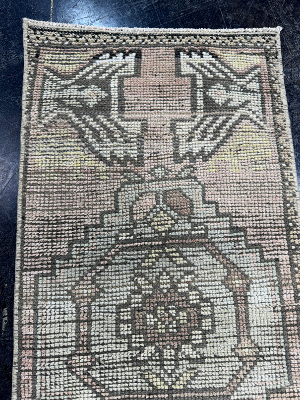 Turkish Mini Rug Oriental Hand Knotted Vintage Rug  1'6'' x  3'4'' #12061