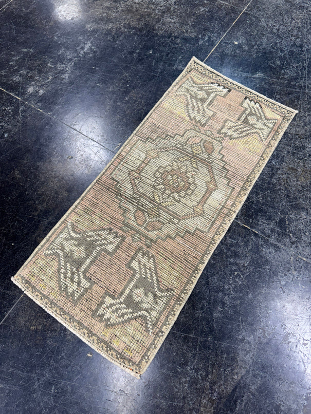 Turkish Mini Rug Oriental Hand Knotted Vintage Rug  1'6'' x  3'4'' #12061