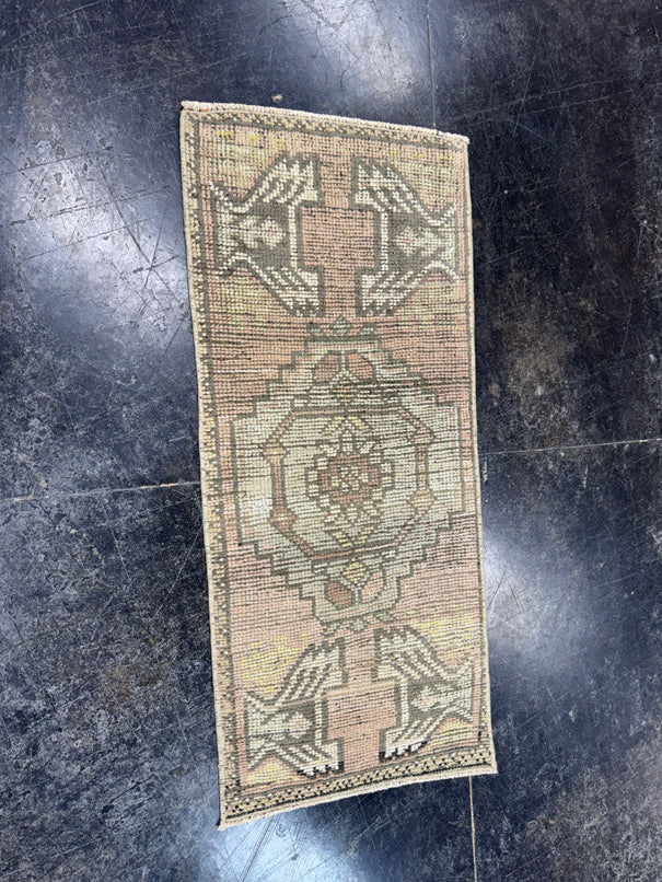 Turkish Mini Rug Oriental Hand Knotted Vintage Rug  1'6'' x  3'4'' #12061