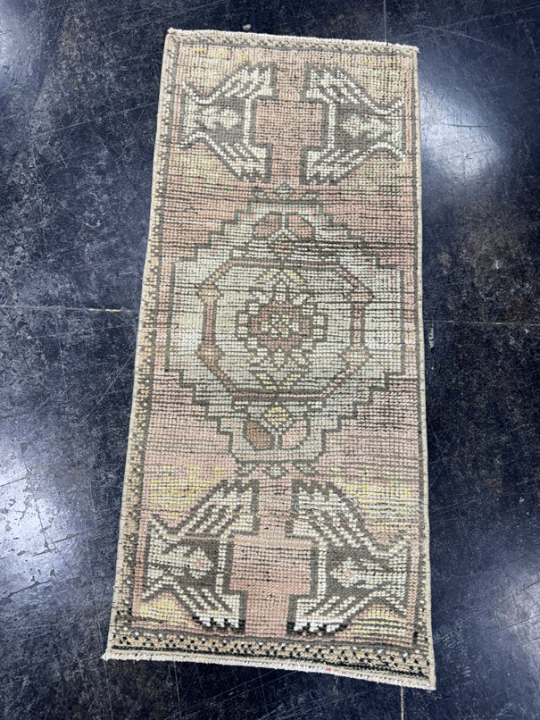 Turkish Mini Rug Oriental Hand Knotted Vintage Rug  1'6'' x  3'4'' #12061