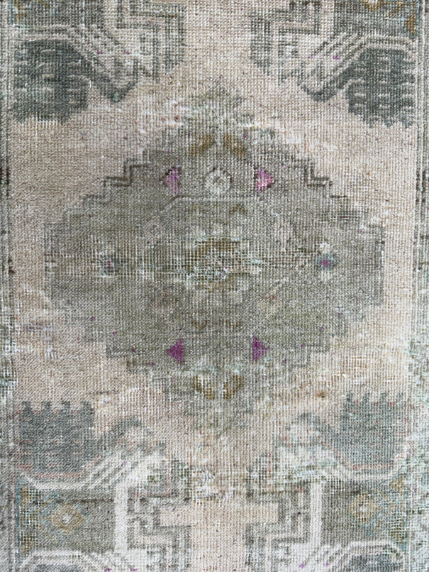 Turkish Mini Rug Oriental Hand Knotted Vintage Rug  1'5'' x  2'8'' #12062