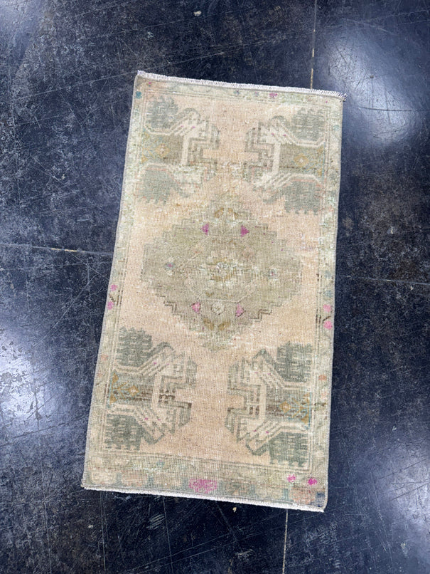 Turkish Mini Rug Oriental Hand Knotted Vintage Rug  1'5'' x  2'8'' #12062