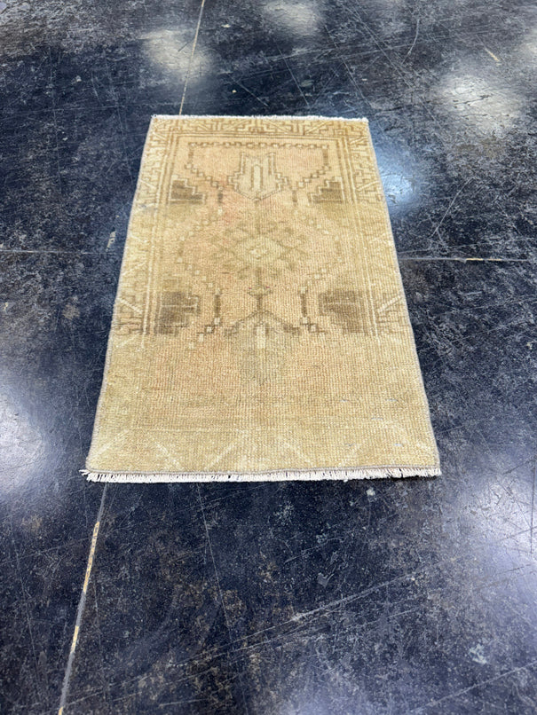 Turkish Mini Rug Oriental Hand Knotted Vintage Rug  1'3'' x  2'2'' #12064