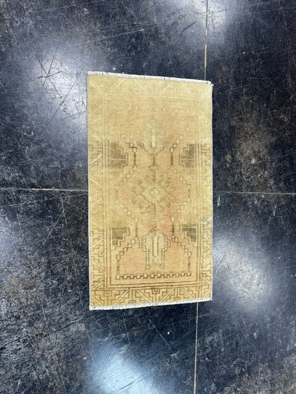 Turkish Mini Rug Oriental Hand Knotted Vintage Rug  1'3'' x  2'2'' #12064