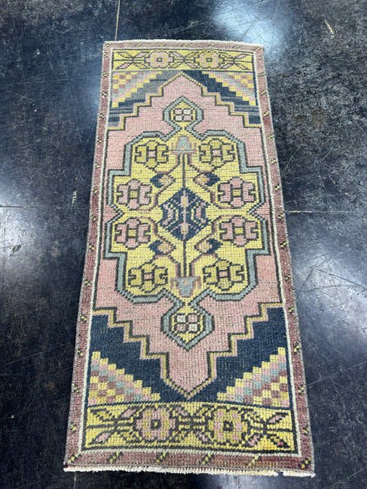 Turkish Mini Rug Oriental Hand Knotted Vintage Rug  1'6'' x  3'5'' #12052