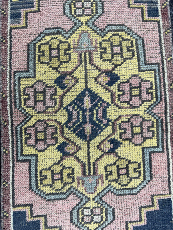 Turkish Mini Rug Oriental Hand Knotted Vintage Rug  1'6'' x  3'5'' #12052
