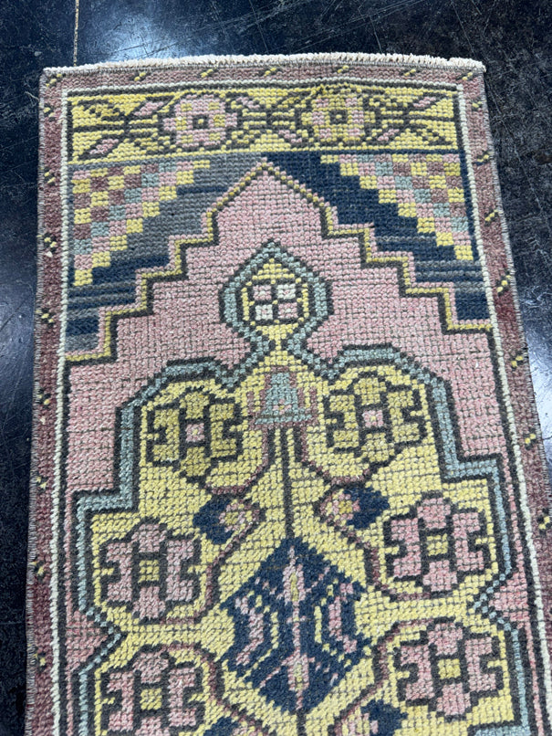 Turkish Mini Rug Oriental Hand Knotted Vintage Rug  1'6'' x  3'5'' #12052