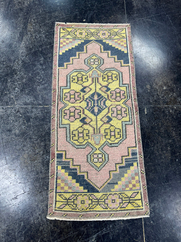 Turkish Mini Rug Oriental Hand Knotted Vintage Rug  1'6'' x  3'5'' #12052