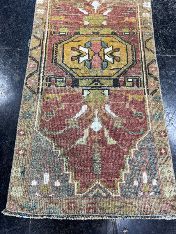 Turkish Mini Rug Oriental Hand Knotted Vintage Rug  1'6'' x  3'2'' #12053