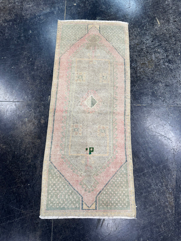 Turkish Mini Rug Oriental Hand Knotted Vintage Rug  1'6'' x  3'9'' #12054