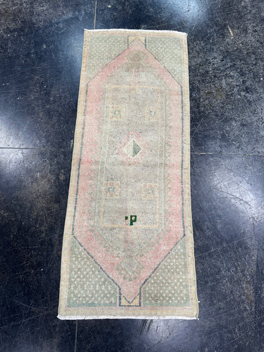 Turkish Mini Rug Oriental Hand Knotted Vintage Rug  1'6'' x  3'9'' #12054