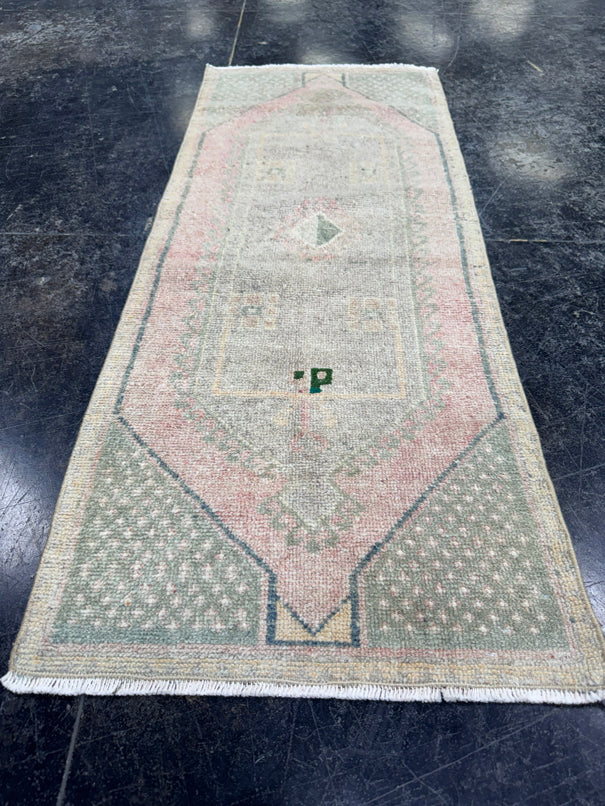 Turkish Mini Rug Oriental Hand Knotted Vintage Rug  1'6'' x  3'9'' #12054