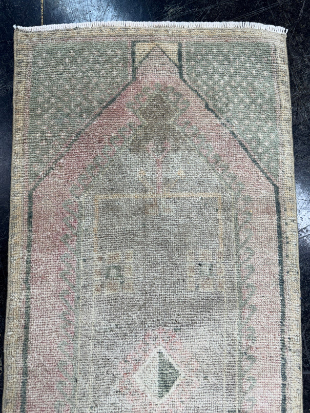 Turkish Mini Rug Oriental Hand Knotted Vintage Rug  1'6'' x  3'9'' #12054