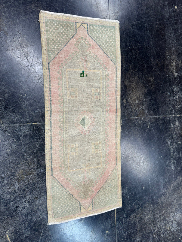 Turkish Mini Rug Oriental Hand Knotted Vintage Rug  1'6'' x  3'9'' #12054