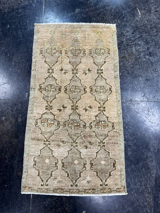 Turkish Mini Rug Oriental Hand Knotted Vintage Rug  1'8'' x  3'2'' #12055