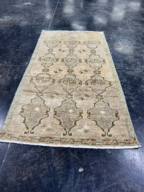 Turkish Mini Rug Oriental Hand Knotted Vintage Rug  1'8'' x  3'2'' #12055